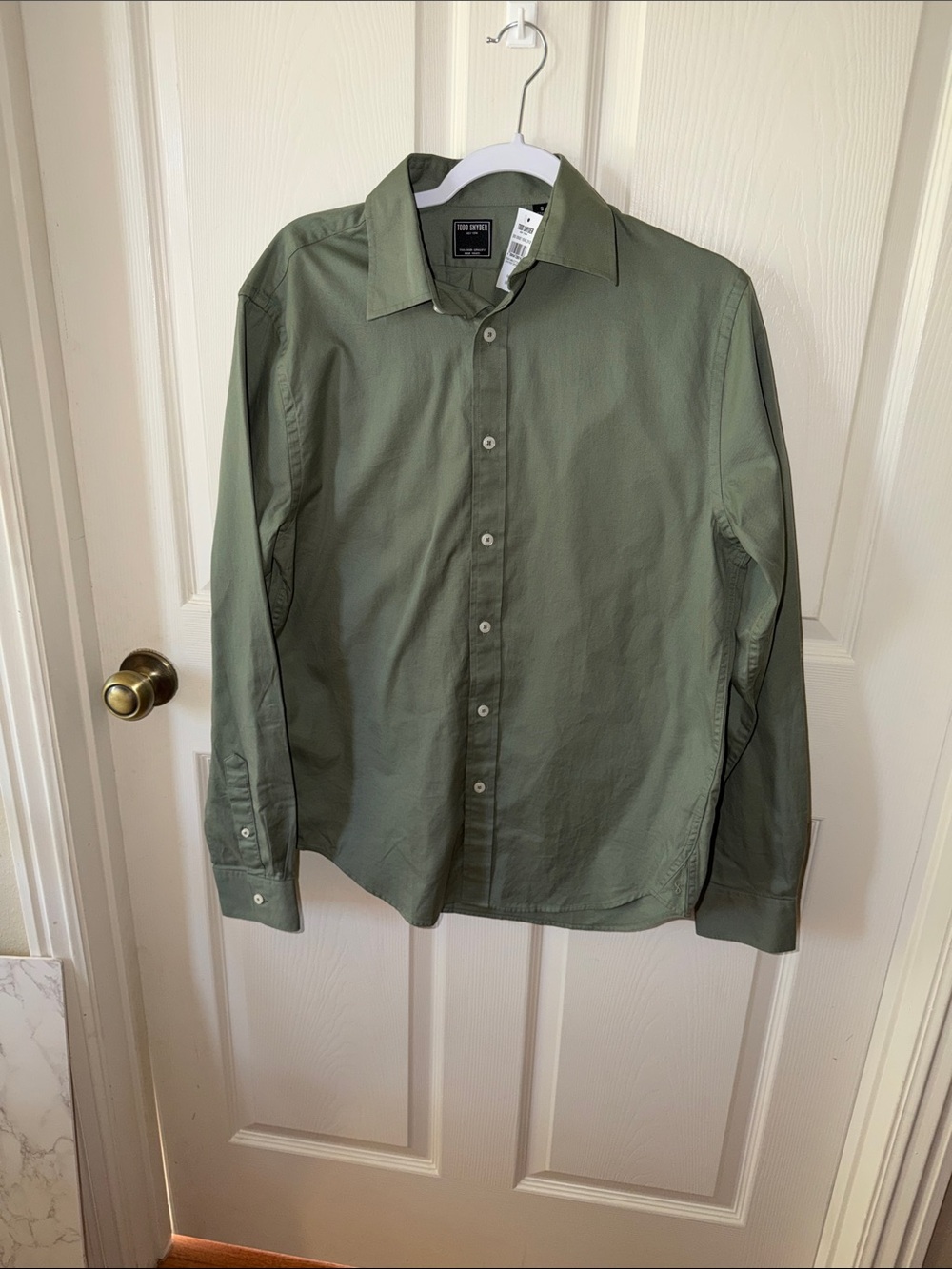 Todd Snyder Sage Cotton Twill Long Point Sport Shirt Sz S.  NWT